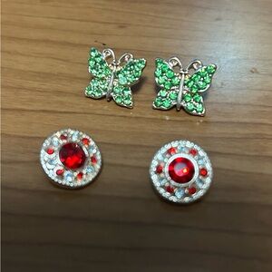 Rose gold/green Butterfly & rose gold/red crystal 12 mm snaps.
